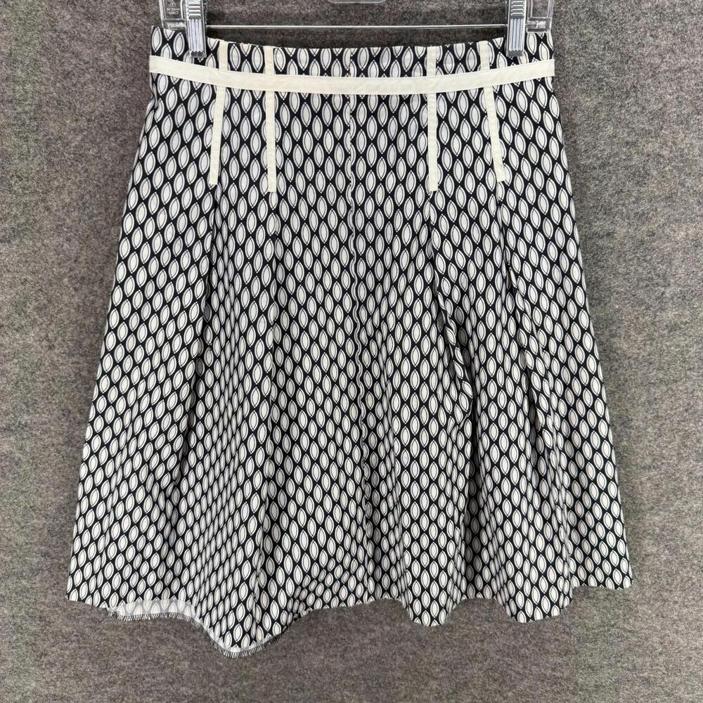 Gap Skirt Women 2 Black Geometric Pleated Midi Zipper Mid Rise Cotton Casual